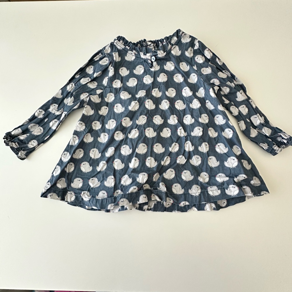 Tape à l'œil
 Blue Long Sleeve Shirt with White Birds Pattern 18M